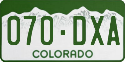 CO license plate 070DXA