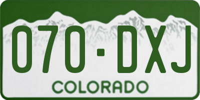 CO license plate 070DXJ