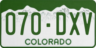 CO license plate 070DXV