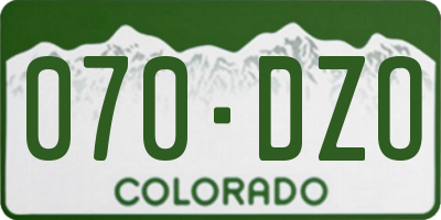 CO license plate 070DZO