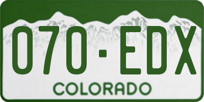 CO license plate 070EDX