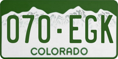 CO license plate 070EGK