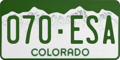 CO license plate 070ESA