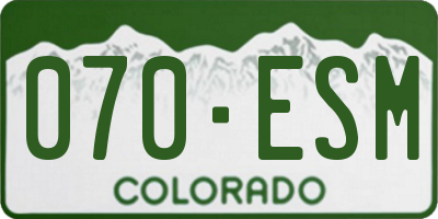 CO license plate 070ESM