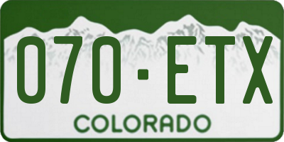 CO license plate 070ETX