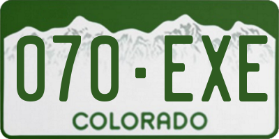 CO license plate 070EXE