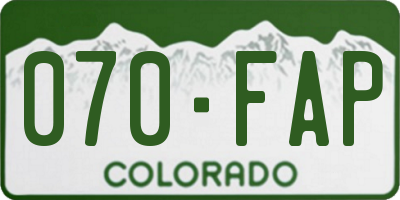 CO license plate 070FAP
