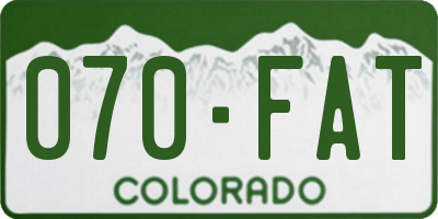 CO license plate 070FAT