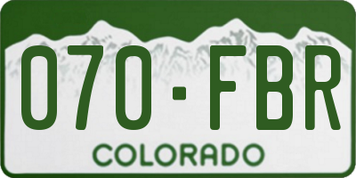 CO license plate 070FBR