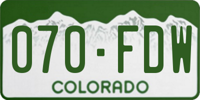 CO license plate 070FDW