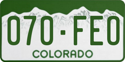 CO license plate 070FEO
