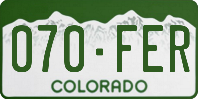 CO license plate 070FER