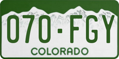 CO license plate 070FGY
