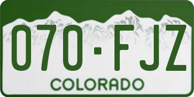 CO license plate 070FJZ