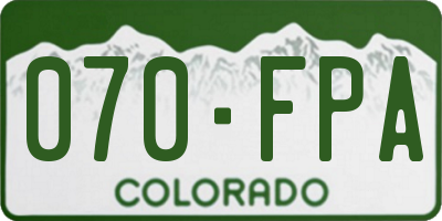 CO license plate 070FPA