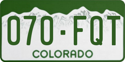 CO license plate 070FQT