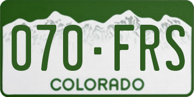CO license plate 070FRS