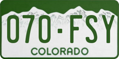 CO license plate 070FSY