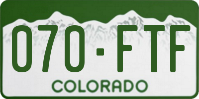 CO license plate 070FTF