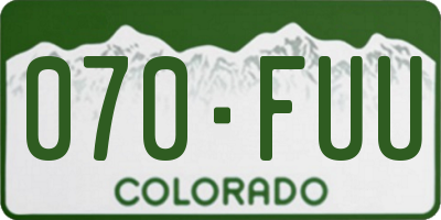 CO license plate 070FUU