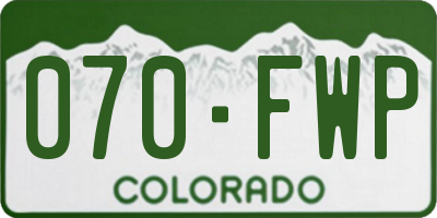 CO license plate 070FWP