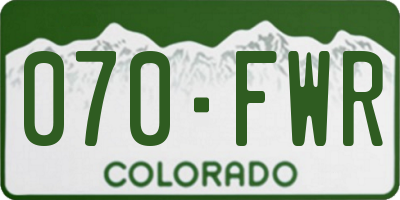CO license plate 070FWR