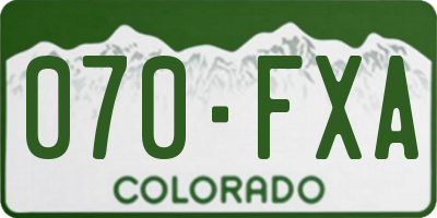 CO license plate 070FXA