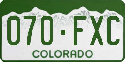 CO license plate 070FXC