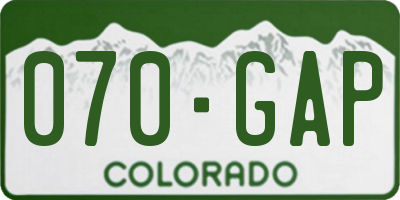 CO license plate 070GAP