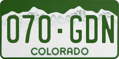 CO license plate 070GDN