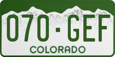 CO license plate 070GEF