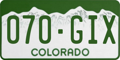 CO license plate 070GIX