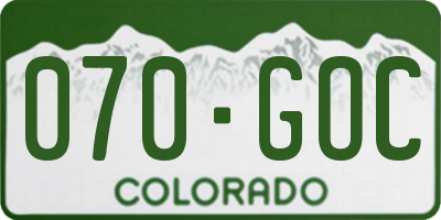 CO license plate 070GOC