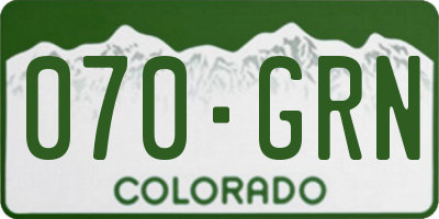 CO license plate 070GRN
