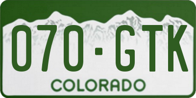 CO license plate 070GTK
