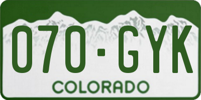 CO license plate 070GYK