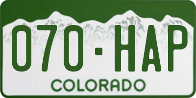 CO license plate 070HAP