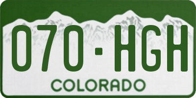 CO license plate 070HGH