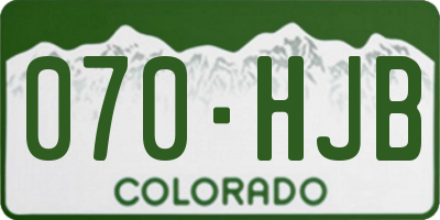 CO license plate 070HJB