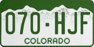 CO license plate 070HJF