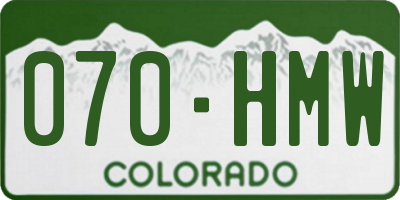 CO license plate 070HMW