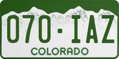 CO license plate 070IAZ