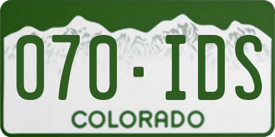 CO license plate 070IDS