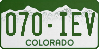 CO license plate 070IEV