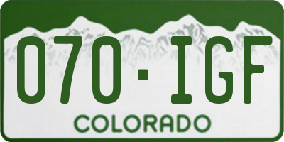 CO license plate 070IGF