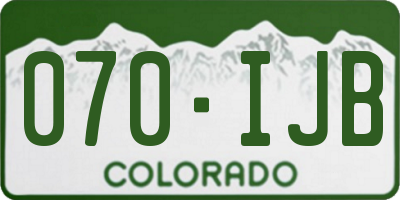 CO license plate 070IJB