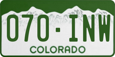 CO license plate 070INW
