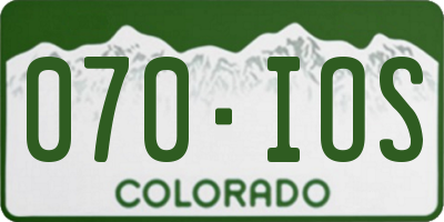 CO license plate 070IOS