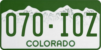 CO license plate 070IOZ