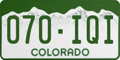 CO license plate 070IQI